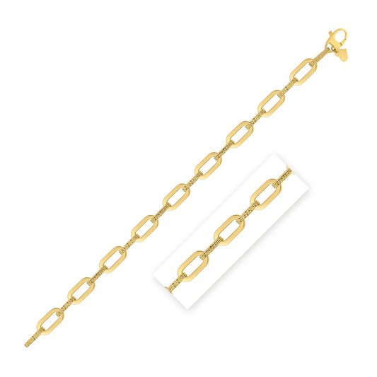 Pulsera de cadena de eslabones ovalados con diamante en oro amarillo de 14k (7.00 mm)