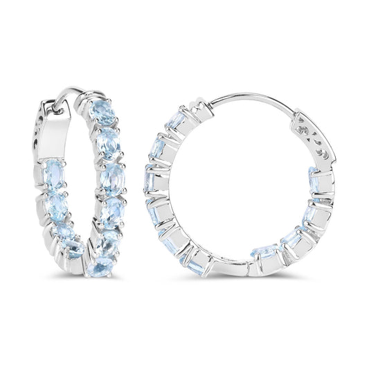 3.80 Carat Genuine Blue Topaz .925 Sterling Silver Earrings - view 2