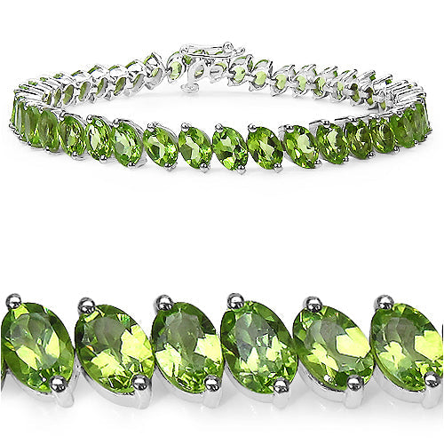 Pulsera de peridoto genuino de 19,35 quilates de plata de ley .925