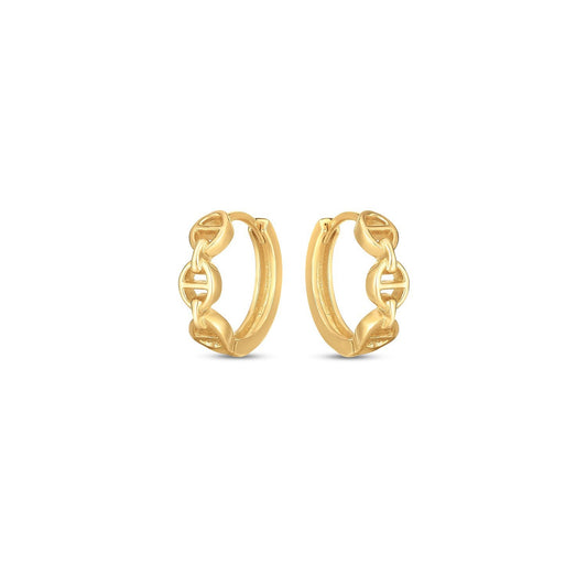 14k Yellow Gold Oval Mariner Huggies - view 2