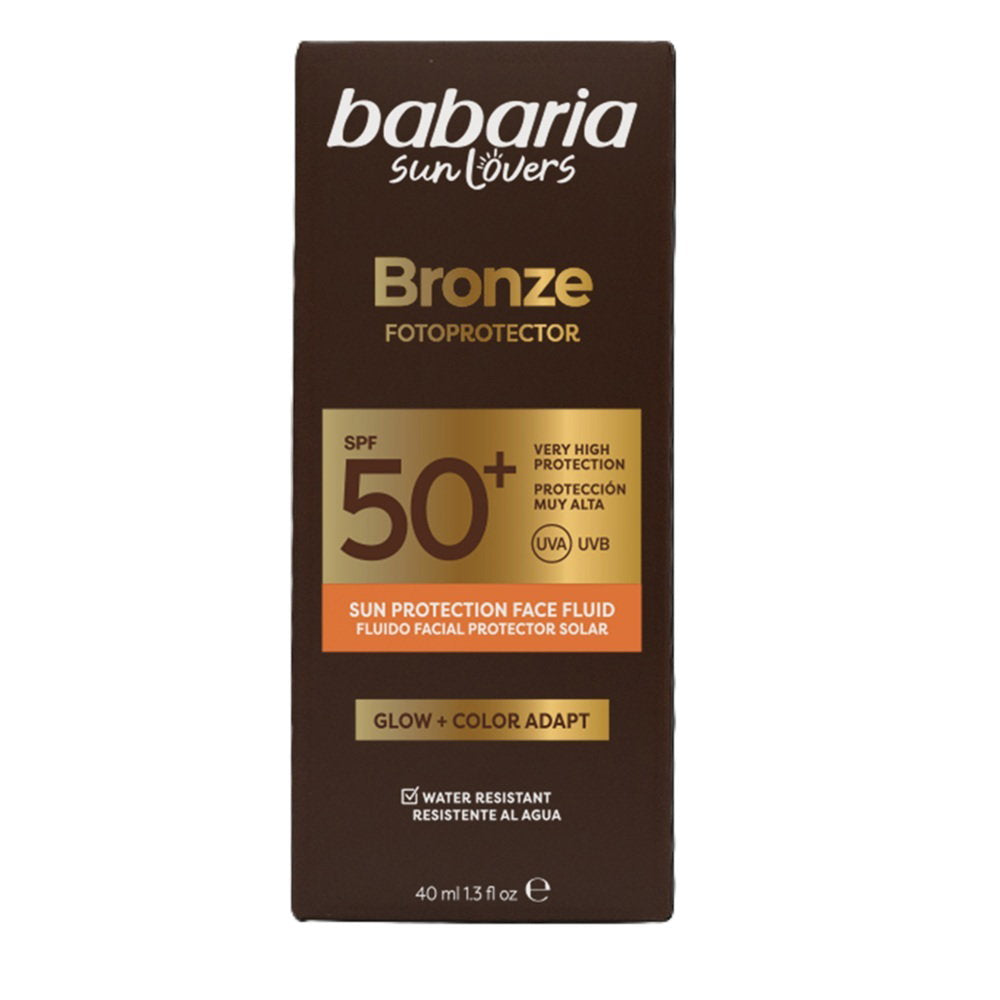 Babaria, Bronze Fotoprotector, Hydrating, Sunscreen Fluid, For Face, SPF 50+, 40 ml