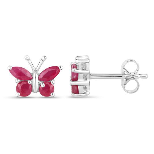 0.63 Carat Genuine Ruby .925 Sterling Silver Earrings - view 2