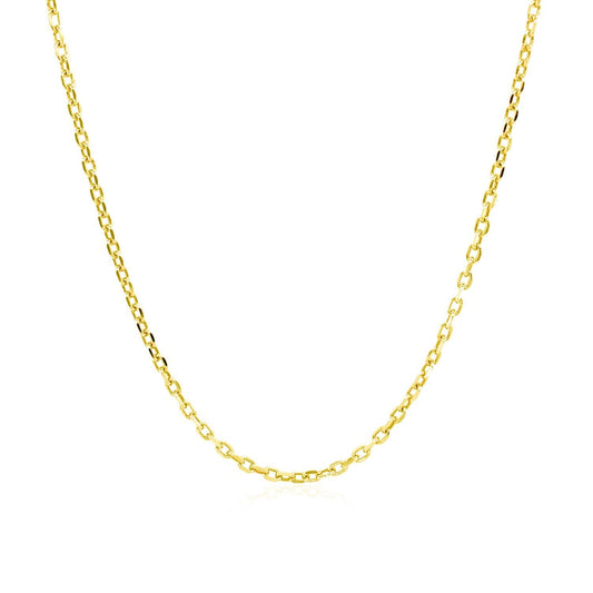 Cadena de eslabones tipo cable de oro amarillo de 18k con corte de diamante (1.40 mm)