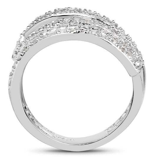 Anillo de plata de ley .925 con diamantes blancos auténticos de 0,83 quilates