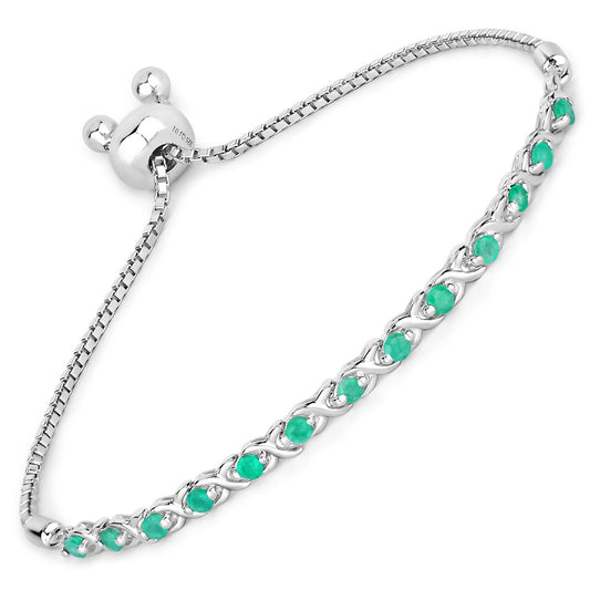 Pulsera de plata de ley .925 con esmeralda genuina de 0,72 quilates