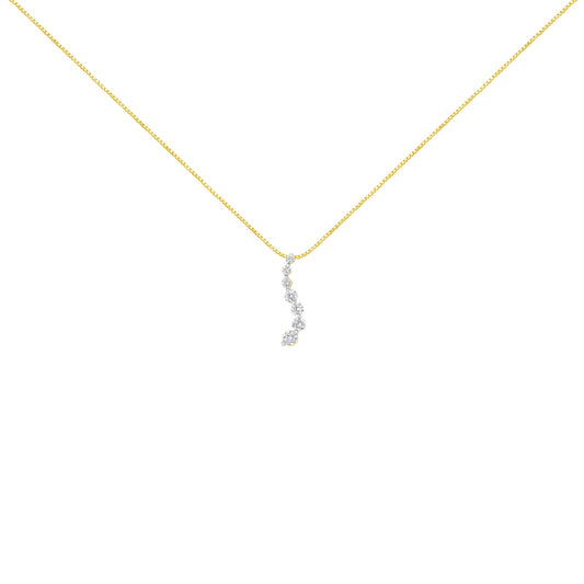 Collar con colgante AGS certificado, oro amarillo de 14 quilates, diamantes talla baguette y brillantes redondos de 2.0 quilates, estilo "journey", 45.72 cm (color F-G, claridad I1-I2)