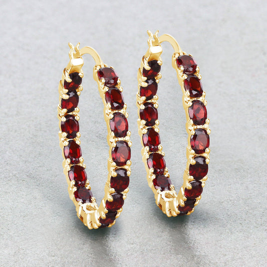 6.00 Carat Genuine Garnet .925 Sterling Silver Earrings - view 2