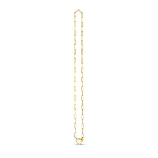 Collar de eslabones tipo clip de oro amarillo de 14k con elemento de corazón