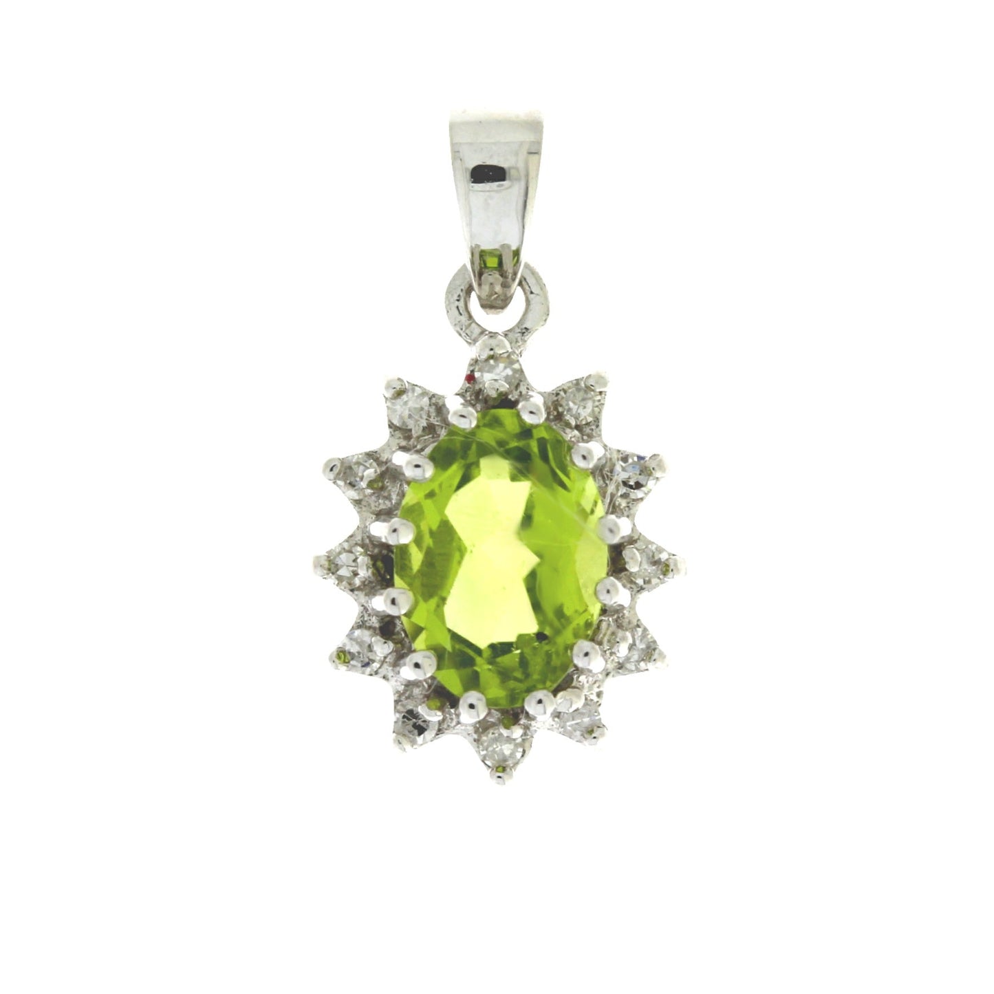 Colgantes de moda de peridoto y diamante de .96 ct oro blanco de 10 qt