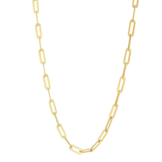 Cadena de eslabones ovalados cóncavos de oro amarillo de 14k (4.80 mm)
