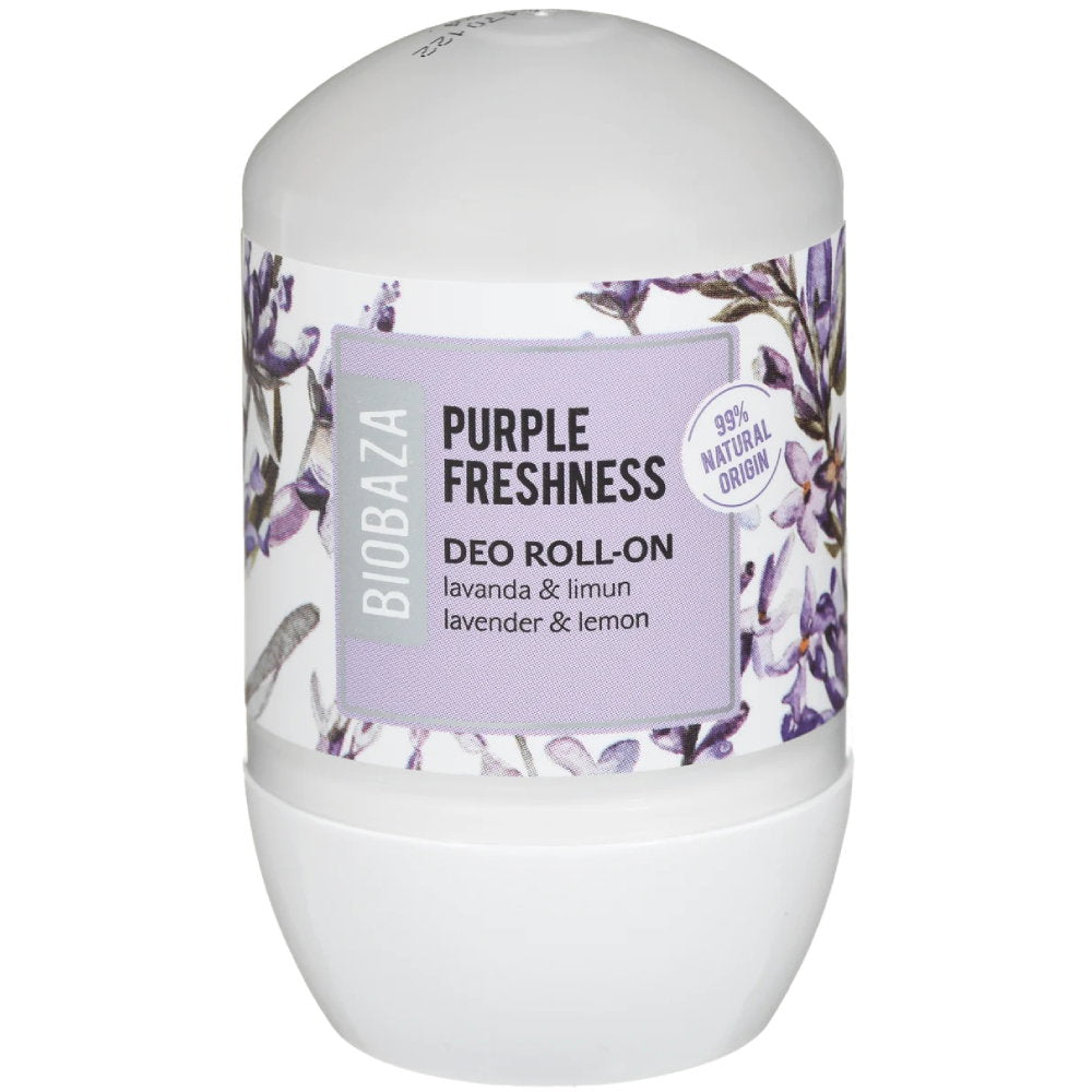 Biobaza, Purple Freshness, Natural Ingredients, Refreshing, Floral & Citrus, Deodorant Roll-On, For Women, 50 ml