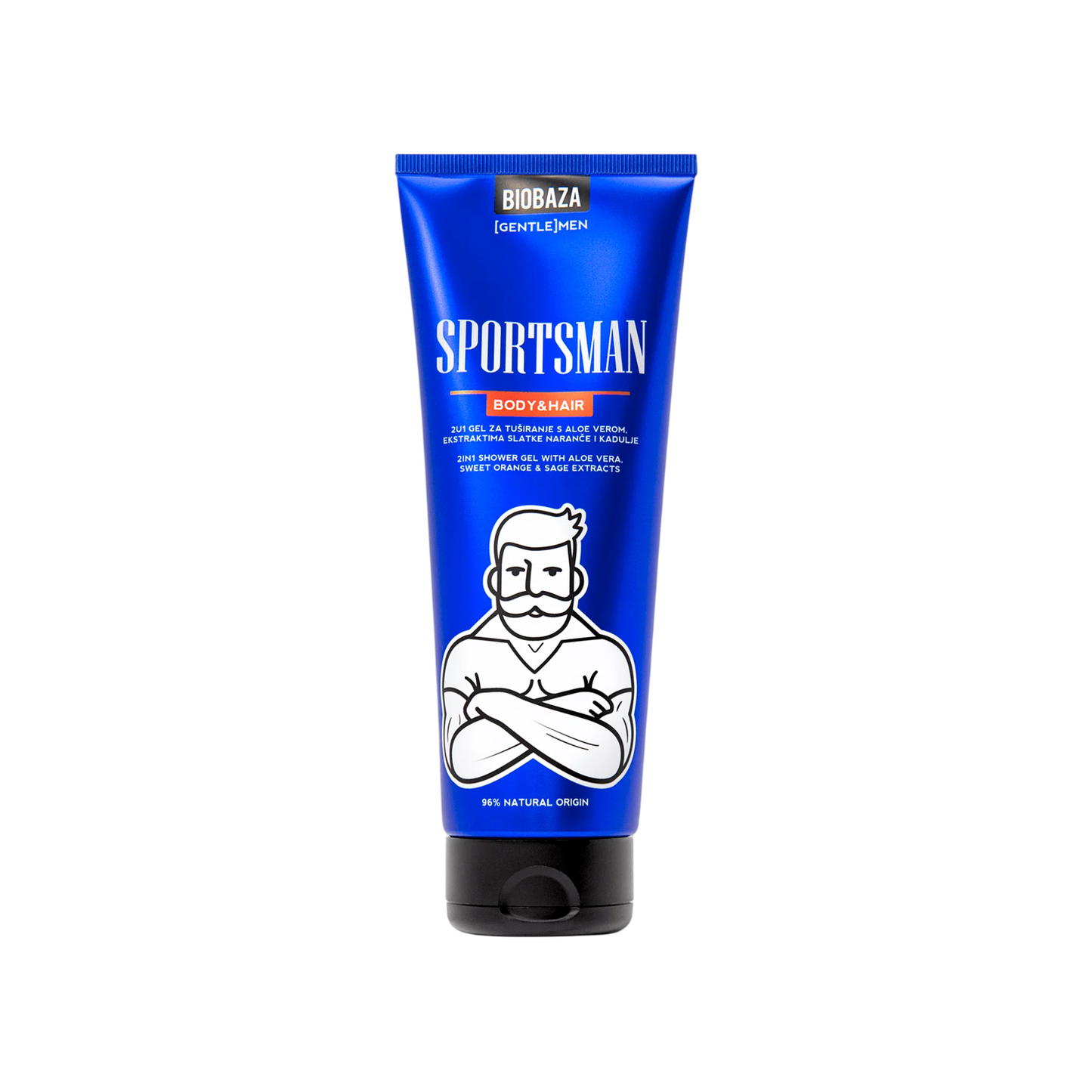Biobaza, Sportsman, Citrus & Aromatic, Shower Gel & Shampoo 2-In-1, Natural Ingredients, 220 ml