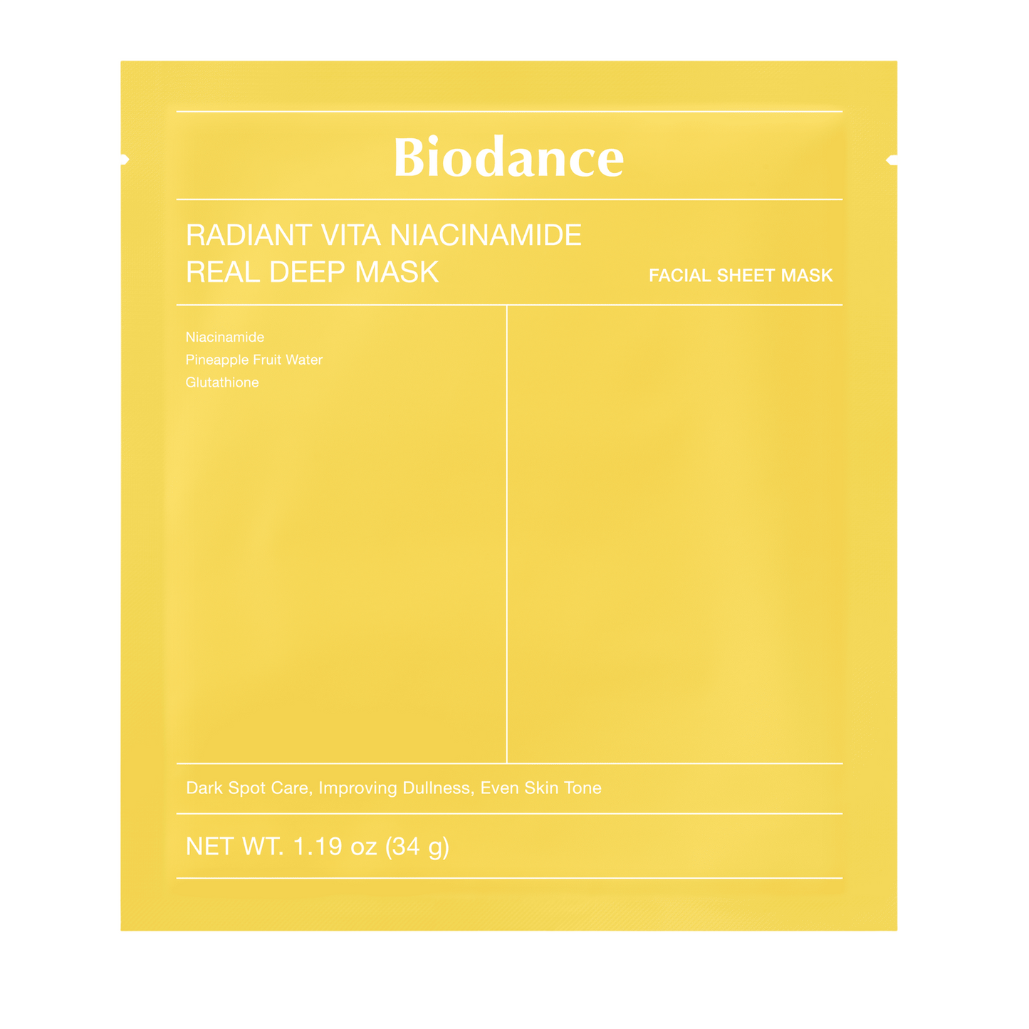 Biodance, Radiant Vita, Hydrating & Brightening, Sheet Mask, For Face, Weekly, 34 g