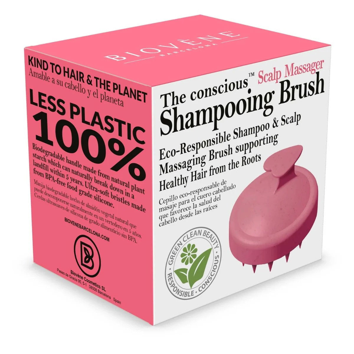 Biovene, The Conscious Shampooing Brush, Scalp Brush, Pink
