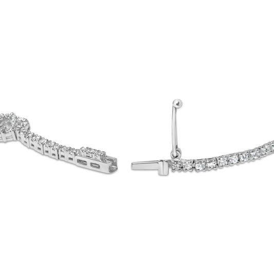 Pulsera tipo brazalete de oro blanco de 14 quilates con 1 1/2 quilates de diamante, motivo de corazones (color H-I, claridad I1-I2) - 7.5 pulgadas