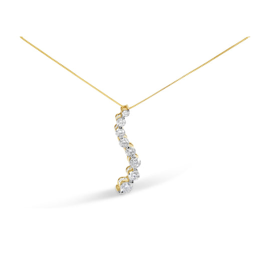 Collar con colgante Journey de oro amarillo de 14k de 3.0 quilates total de diamante talla baguette y brillante redondo AGS certificado, 18 pulgadas (Color G-H, Claridad I1-I2)