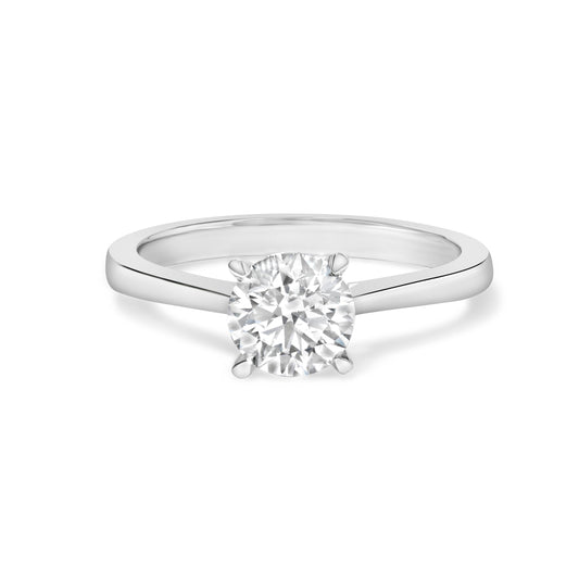 Anillo de compromiso solitario de oro blanco de 14 quilates con diamantes redondos cultivados en laboratorio de 1,0 quilates, montura de 4 puntas estilo garra de águila (color F-G, claridad VS2-SI1) - Talla 7