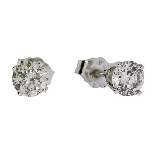 Pendientes de tuerca de diamante de 1,00 ct Oro blanco de 14 KT
