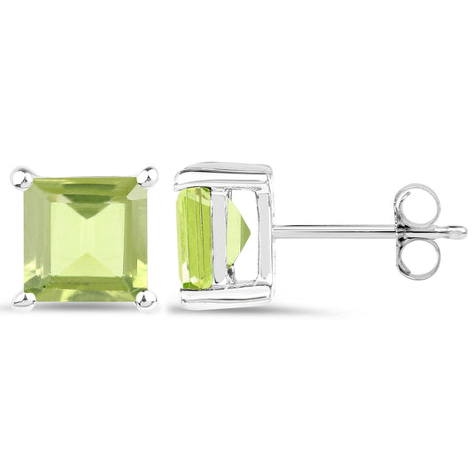 2.30 Carat Genuine Peridot .925 Sterling Silver Earrings - view 2