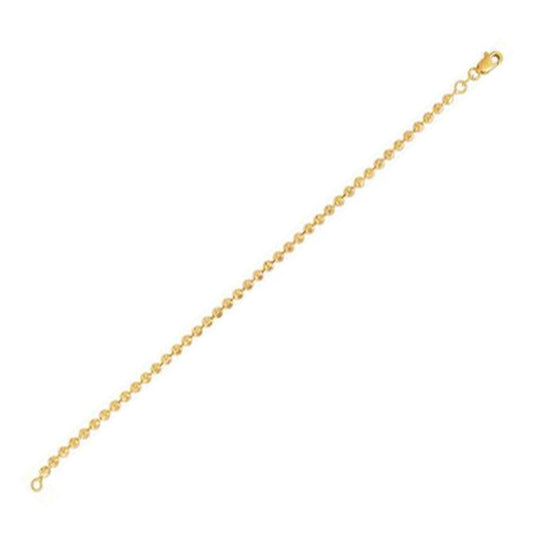Pulsera de cadena de esferas facetadas de oro amarillo de 14k (3.00 mm)