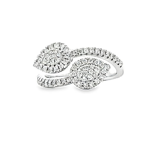 Anillo de oro blanco de 10 qt con diamante auténtico de 0,50 ct