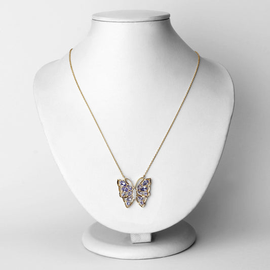Collar de plata de ley .925 con tanzanita y circonita blanca genuinas de 2,76 quilates