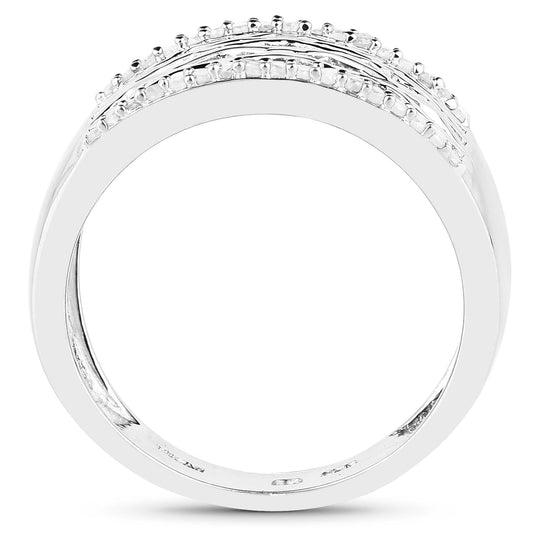 Anillo de plata de ley .925 con diamante blanco genuino de 0,41 quilates