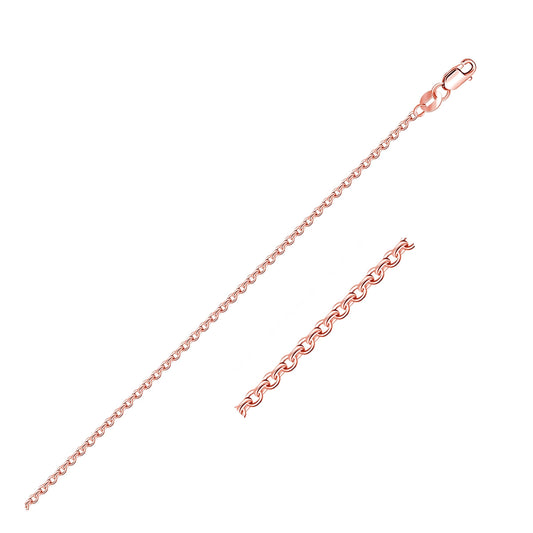 Cadena de eslabones tipo cable con corte de diamante de oro rosa de 14k y 1.3mm