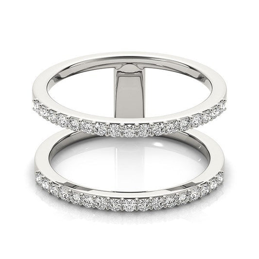 Anillo de doble banda de oro blanco de 14k con diamantes (1/3 de quilate en total)
