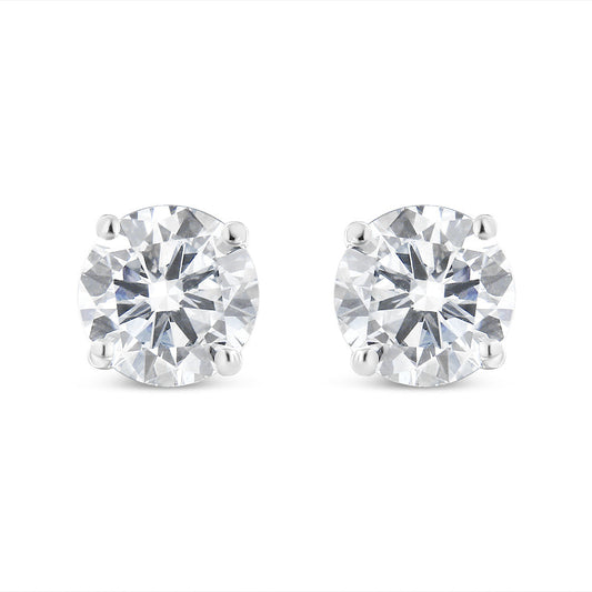 Pendientes Clásicos de Oro Blanco de 14K con Diamantes de Laboratorio de 5/8 Cttw Engarzados en 4 Garras (Color F-G, Claridad VS2-SI1)
