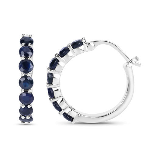 Pendientes de plata de ley .925 con zafiro azul auténtico de 2,66 quilates