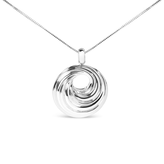 Collar de medallón con colgante de olas infinitas de plata de ley .925 de 45,72 cm