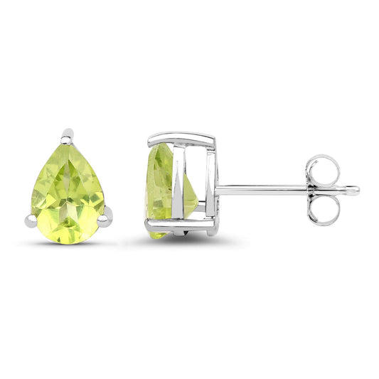 1.33 Carat Genuine Peridot .925 Sterling Silver Earrings - view 2