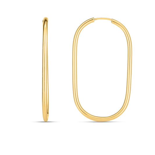 Pendientes de aro grandes de oro amarillo de 14k con diseño de clip