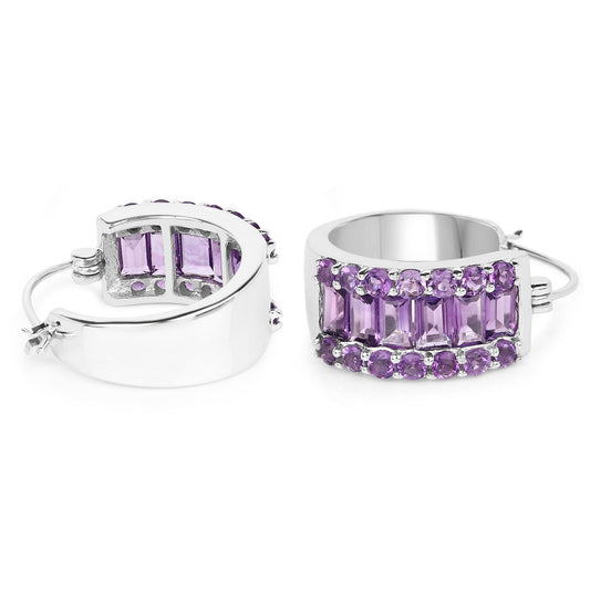 5.56 Carat Genuine Amethyst .925 Sterling Silver Earrings - view 2
