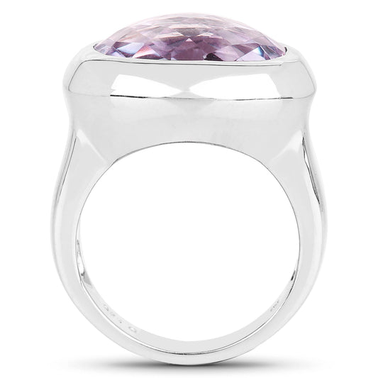 Anillo de plata de ley .925 con amatista rosa auténtica de 8,00 quilates