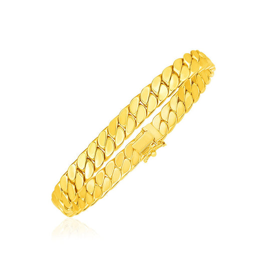 Pulsera de cadena barbada para hombre de oro amarillo de 14k y 8 pulgadas