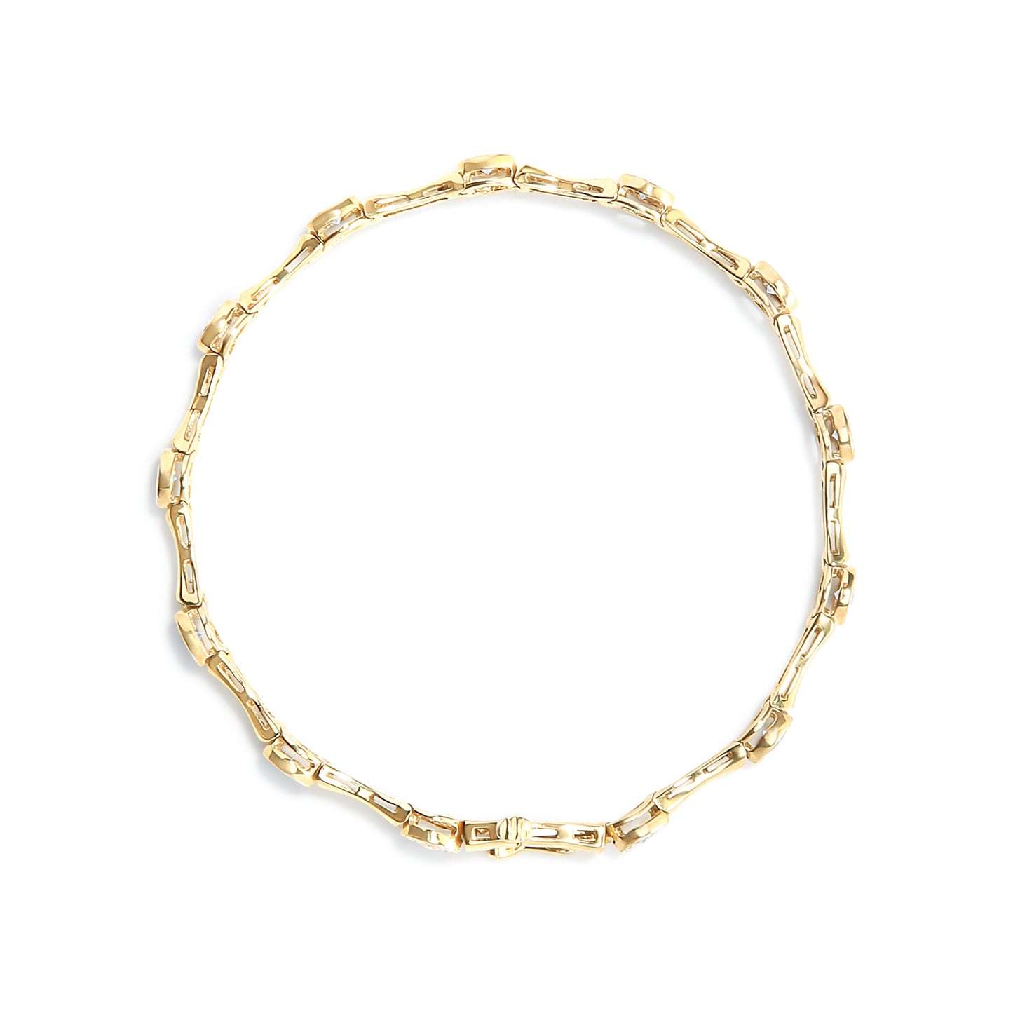 Pulsera tipo eslabón de estación con bisel de diamante engarzado "miracle" de 1,0 quilates (peso total en quilates) en plata de ley .925 chapada en oro amarillo de 10K (color H-I, claridad I3) - Talla 7"