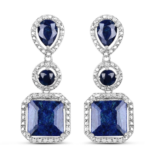 Aretes de plata esterlina .925 con zafiro teñido de 11.62 quilates