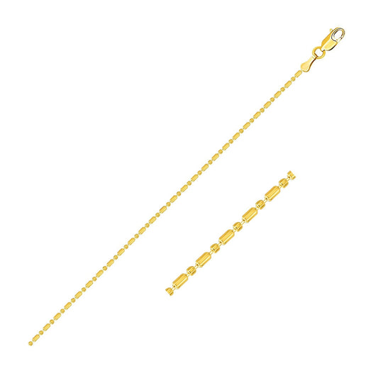 Cadena de oro amarillo de 14k de 1.0mm con cuentas facetadas