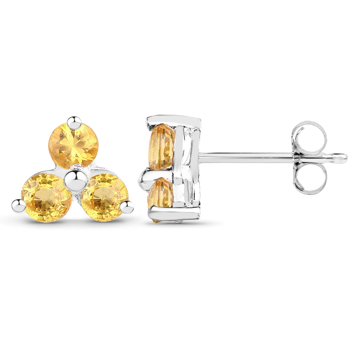 0.72 Carat Genuine Yellow Sapphire .925 Sterling Silver Earrings