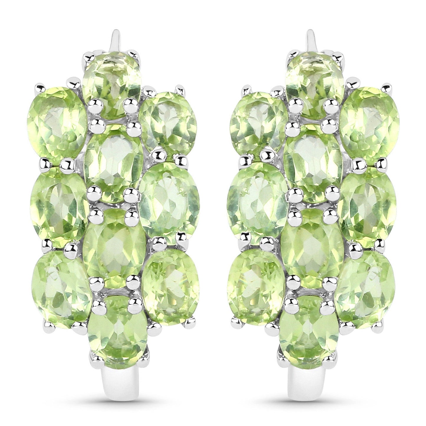 8.84 Carat Genuine Peridot .925 Sterling Silver 3 Piece Jewelry Set (Ring, Earrings, and Pendant w/ Chain)