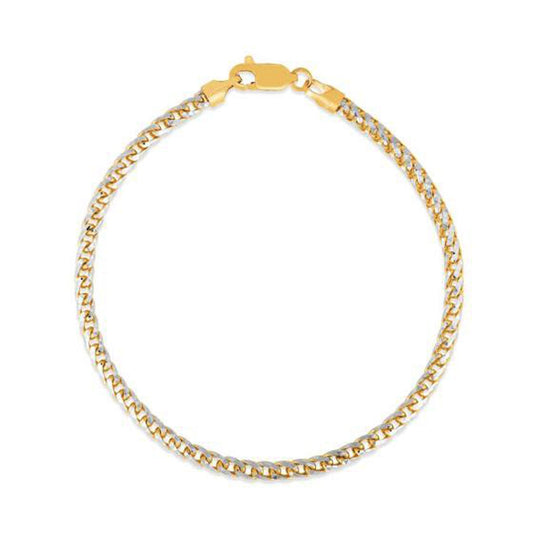 Pulsera de cadena Franco con pavé redondo en oro amarillo de 14k (3.15 mm)