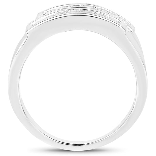 Anillo de plata de ley .925 con zafiro blanco genuino de 0,70 quilates