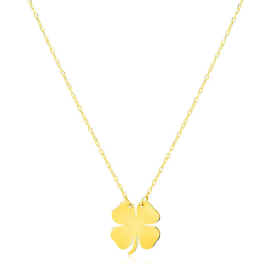 Collar de trébol de cuatro hojas de oro amarillo de 14 quilates