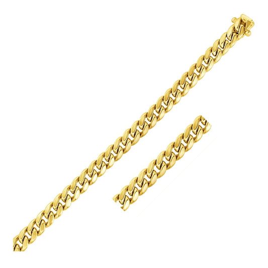 Pulsera semirrígida cubana de oro amarillo de 10k (7.20 mm)