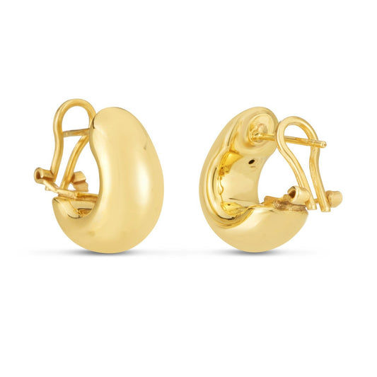 Aretes de argolla pequeños Omega en oro amarillo de 14k