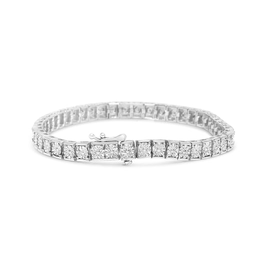 Pulsera de eslabones de plata esterlina .925 con 1/10 Cttw de diamante de 18.41 cm (Color I-J, Claridad I2-I3)