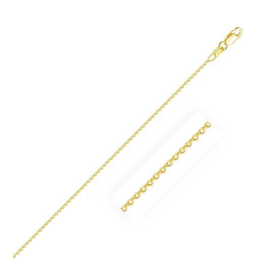 Cadena de eslabones redondos tipo cable de oro amarillo de 18k (0.97 mm)
