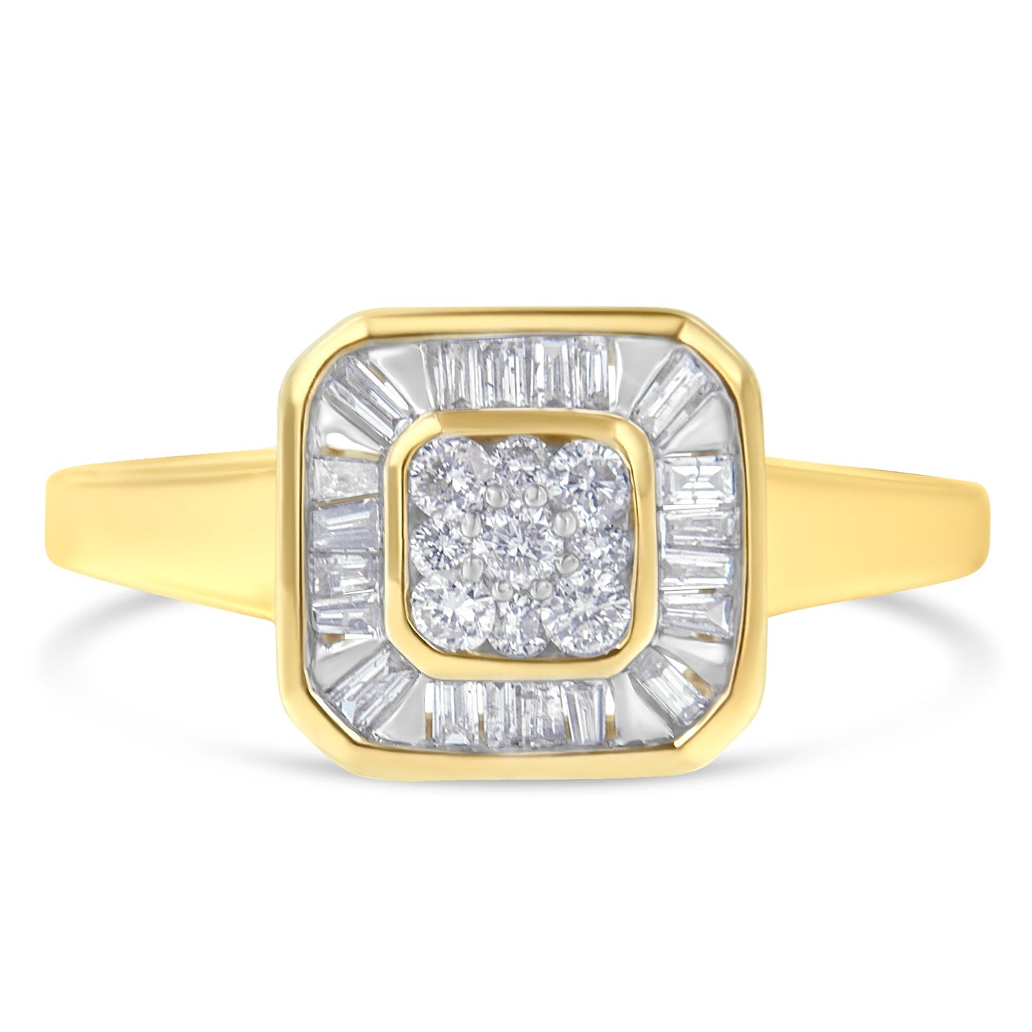 Anillo de cóctel de oro amarillo de 10K con diamantes (1/2 quilate total, color I-J, claridad SI2-I1) - Talla 6